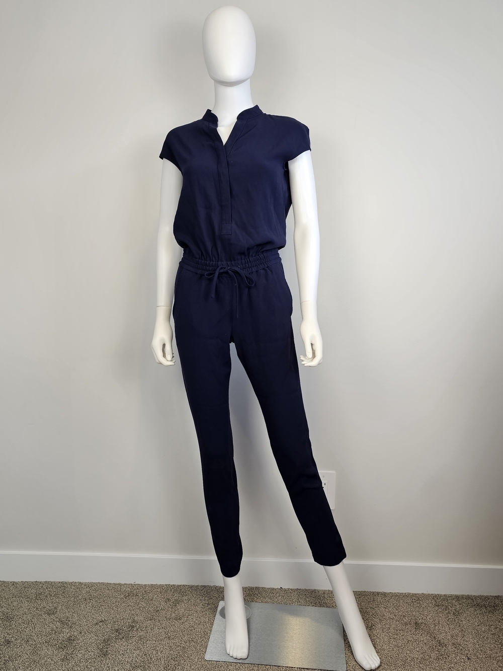 Babaton Aritzia Deep Navy Blue Short Sleeve Jumspuit Sz XXS